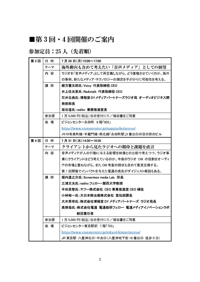 上智大 音教授と
ラジオ経営の羅針盤づくり研究会~4回シリーズ2